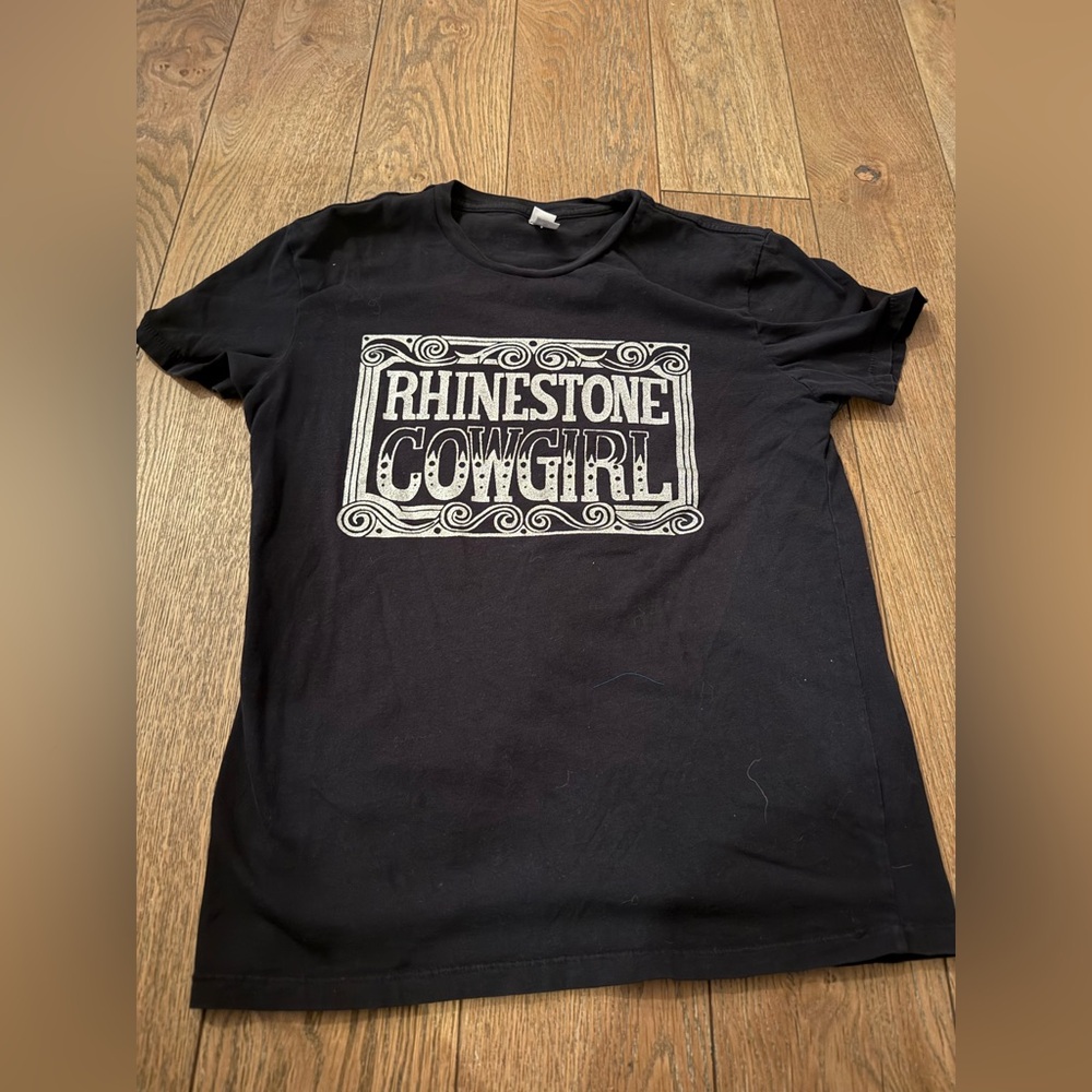 Rhinestone Cowboy Black Crewneck Tee